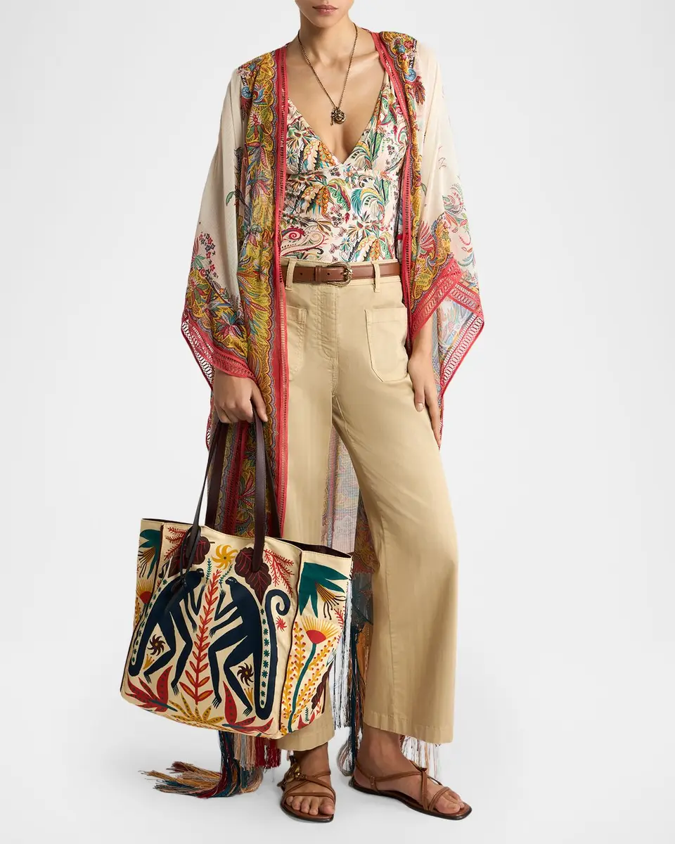 Etro Multicolor Fringe-Trim Kaftan Coverup | Thumbnail 2 Etro Multicolor Fringe-Trim Kaftan Coverup | Thumbnail 2