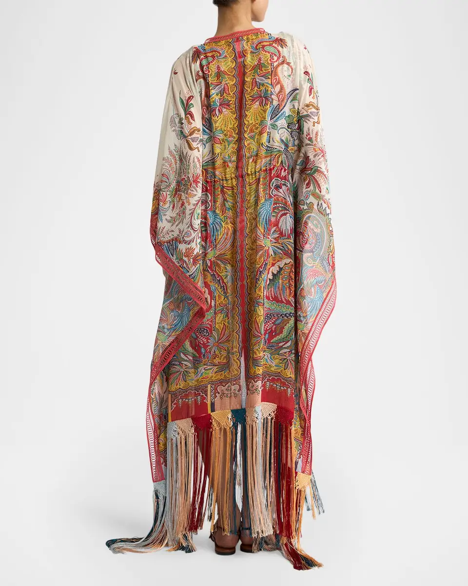 Etro Multicolor Fringe-Trim Kaftan Coverup | Thumbnail 3 Etro Multicolor Fringe-Trim Kaftan Coverup | Thumbnail 3