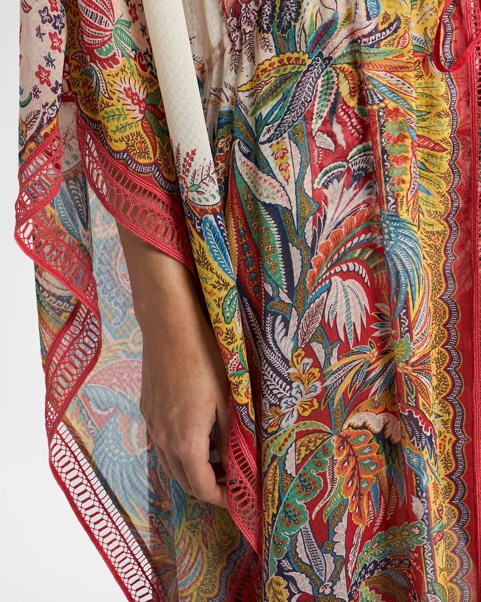 Etro Multicolor Fringe-Trim Kaftan Coverup | Thumbnail 5 Etro Multicolor Fringe-Trim Kaftan Coverup | Thumbnail 5