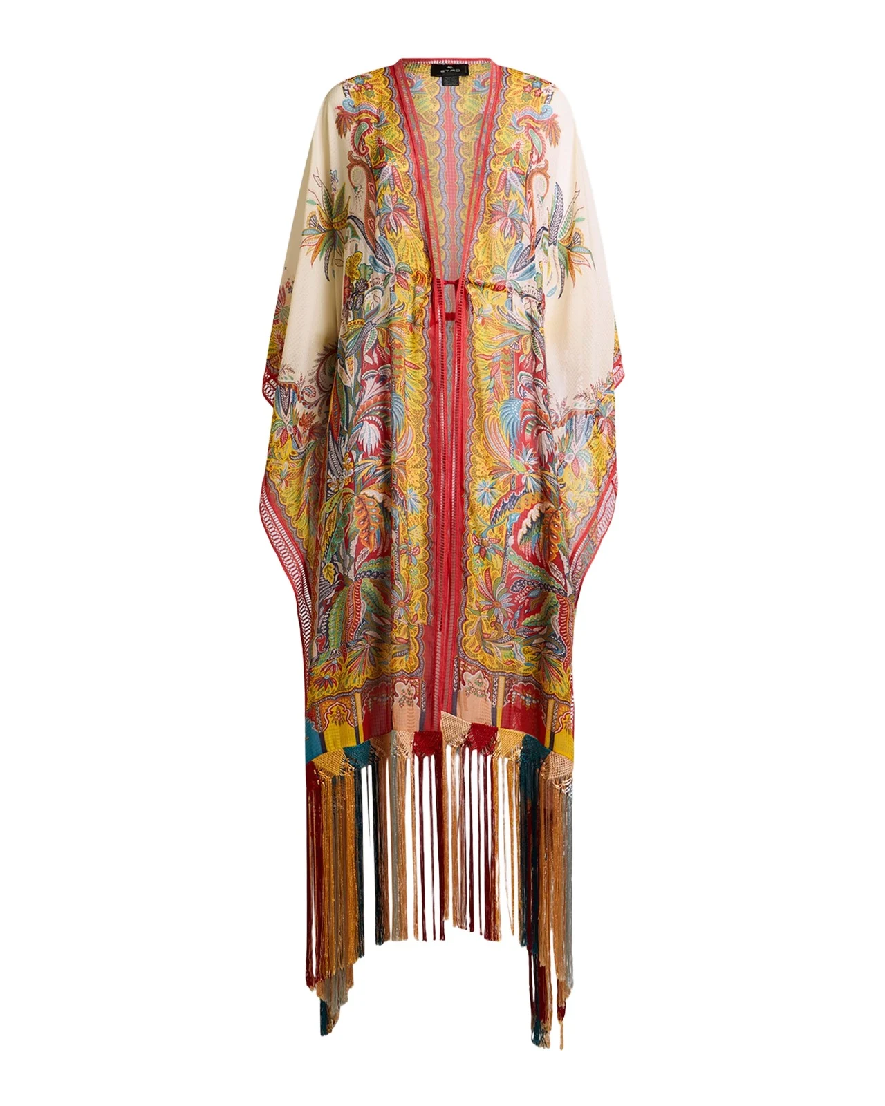 Multicolor Fringe-Trim Kaftan Coverup Multicolor Fringe-Trim Kaftan Coverup