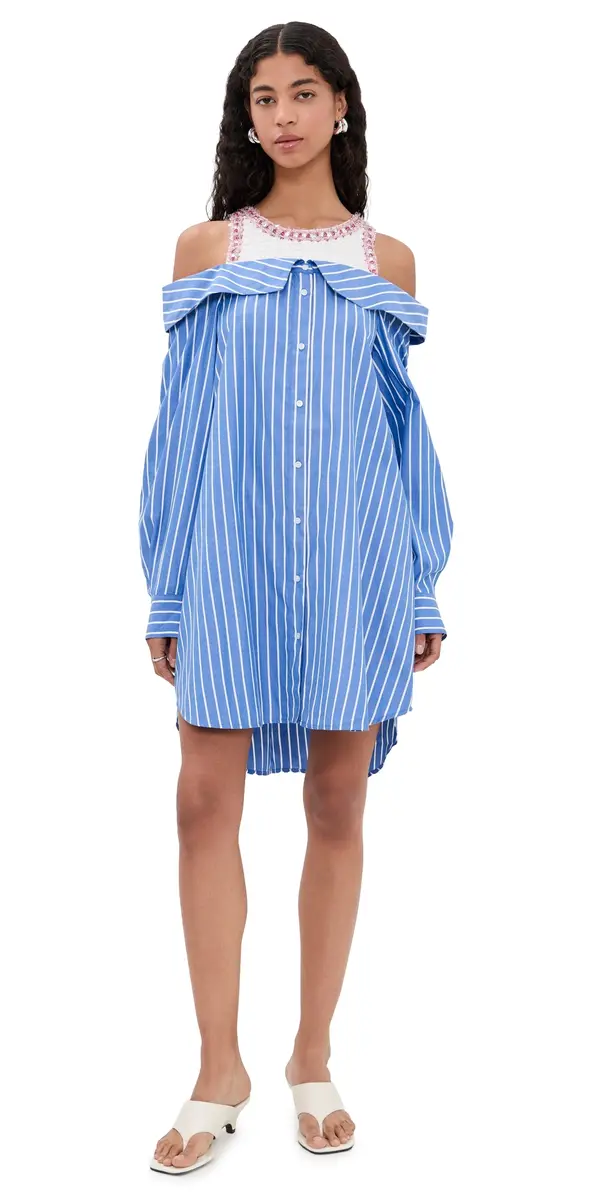 ESSENTIEL ANTWERP Jori Embellished Shirt Dress Combo1 Off White | Image 1 ESSENTIEL ANTWERP Jori Embellished Shirt Dress Combo1 Off White | Image 1