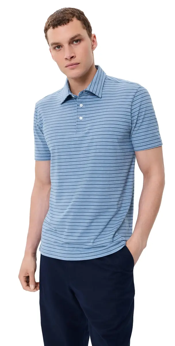 Faherty Movement Polo Top Creek Falls Stripe | Image 1 Faherty Movement Polo Top Creek Falls Stripe | Image 1