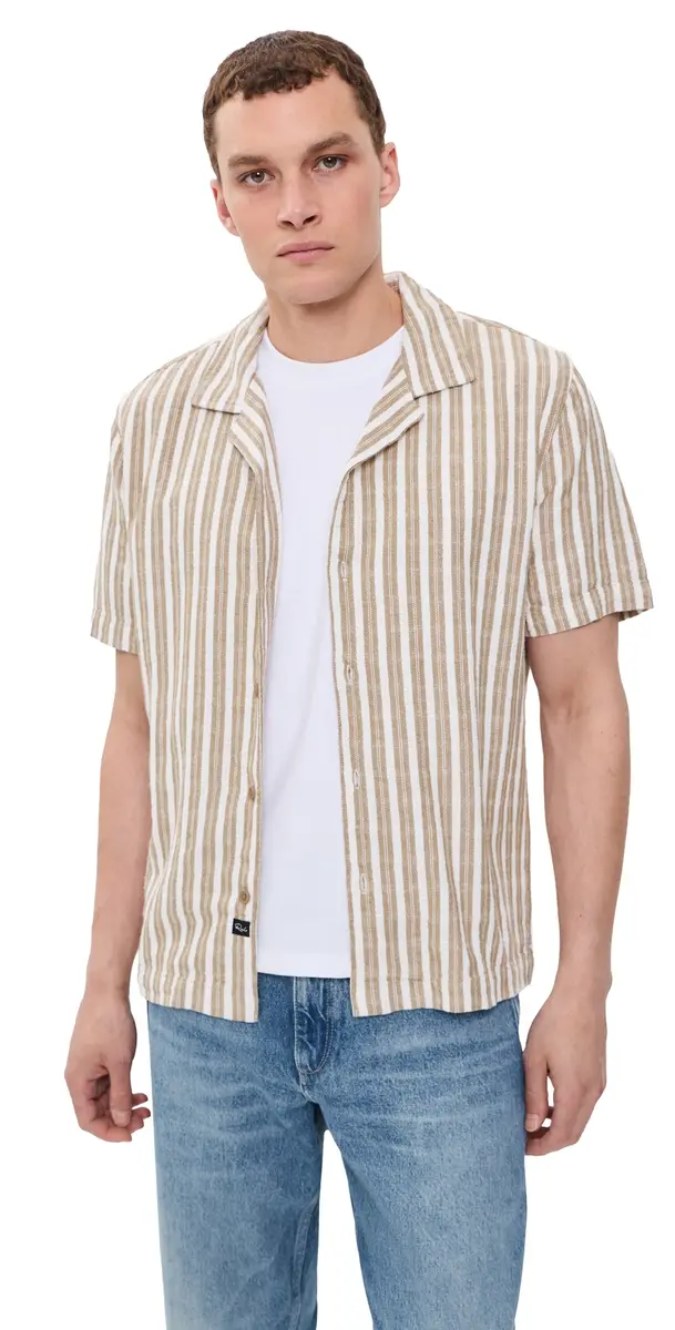 RAILS Fielder Shirt Khaki White tripe | Image 1 RAILS Fielder Shirt Khaki White tripe | Image 1