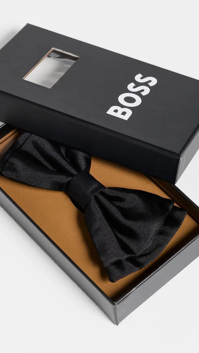 BOSS Silk Jacquard Bow Tie Black One Size | Thumbnail 4