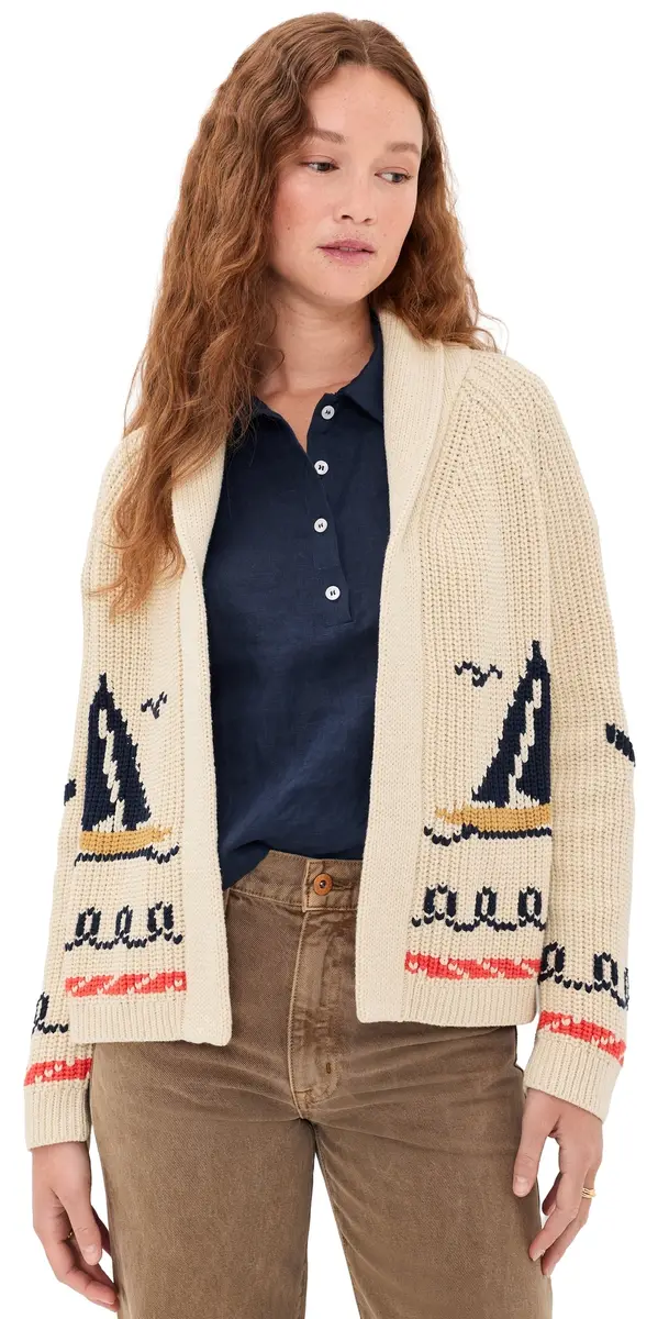 The Great. THE GREAT. The Sailboat Lodge Cardigan Cream 2 | Image 1 The Great. THE GREAT. The Sailboat Lodge Cardigan Cream 2 | Image 1
