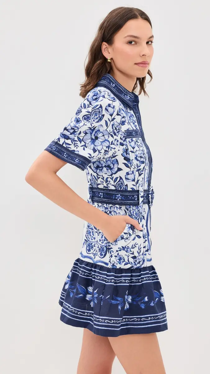Farm Rio Porcelain Garden Linen Mini Dress | Thumbnail 4 Farm Rio Porcelain Garden Linen Mini Dress | Thumbnail 4