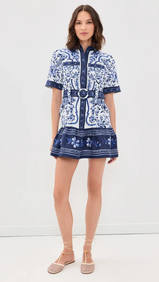 Farm Rio Porcelain Garden Linen Mini Dress | Thumbnail 5 Farm Rio Porcelain Garden Linen Mini Dress | Thumbnail 5