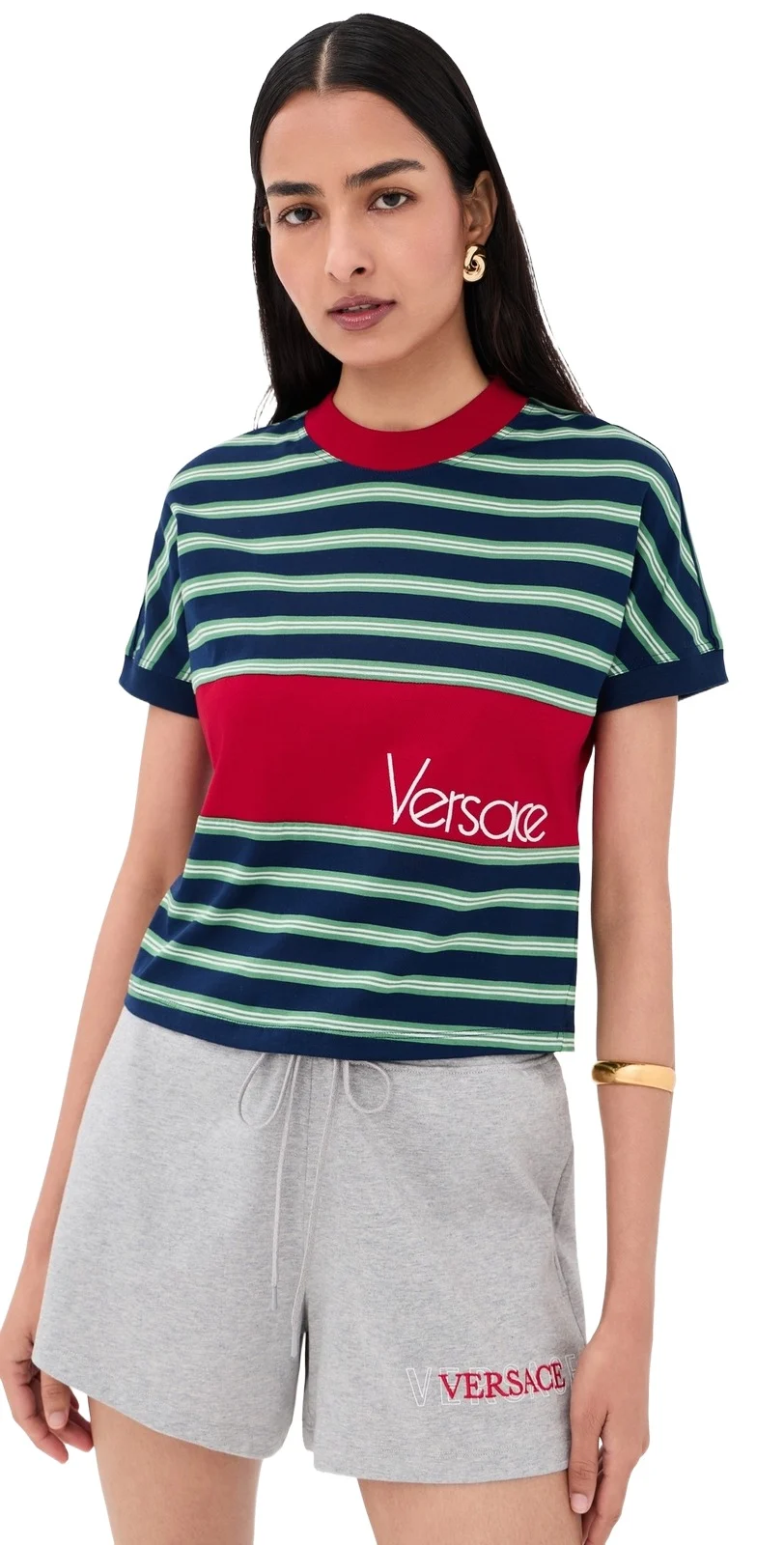 Striped Cotton Jersey with Intarsia Jersey Striped Cotton Jersey with Intarsia Jersey