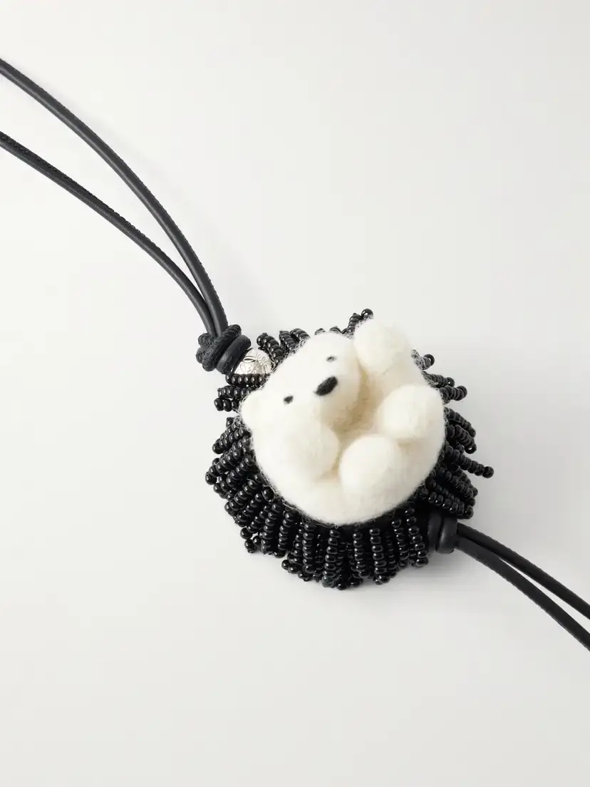 Loewe Hedgehog Bead-embellished Wool-felt And Leather Bag Charm | Thumbnail 4 Loewe Hedgehog Bead-embellished Wool-felt And Leather Bag Charm | Thumbnail 4