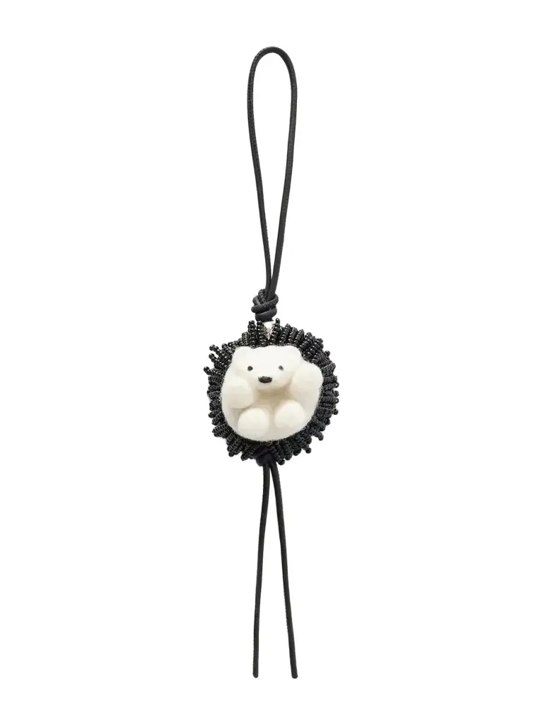 Loewe Hedgehog Bead-embellished Wool-felt And Leather Bag Charm | Image 1 Loewe Hedgehog Bead-embellished Wool-felt And Leather Bag Charm | Image 1