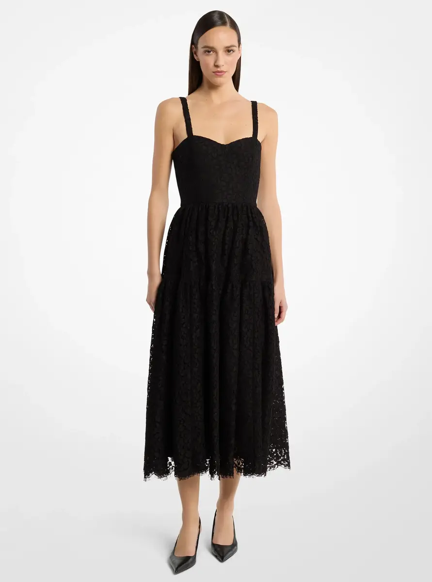 Michael Kors Collection Floral Lace Sweetheart Dress in Black | Thumbnail 3 Michael Kors Collection Floral Lace Sweetheart Dress in Black | Thumbnail 3