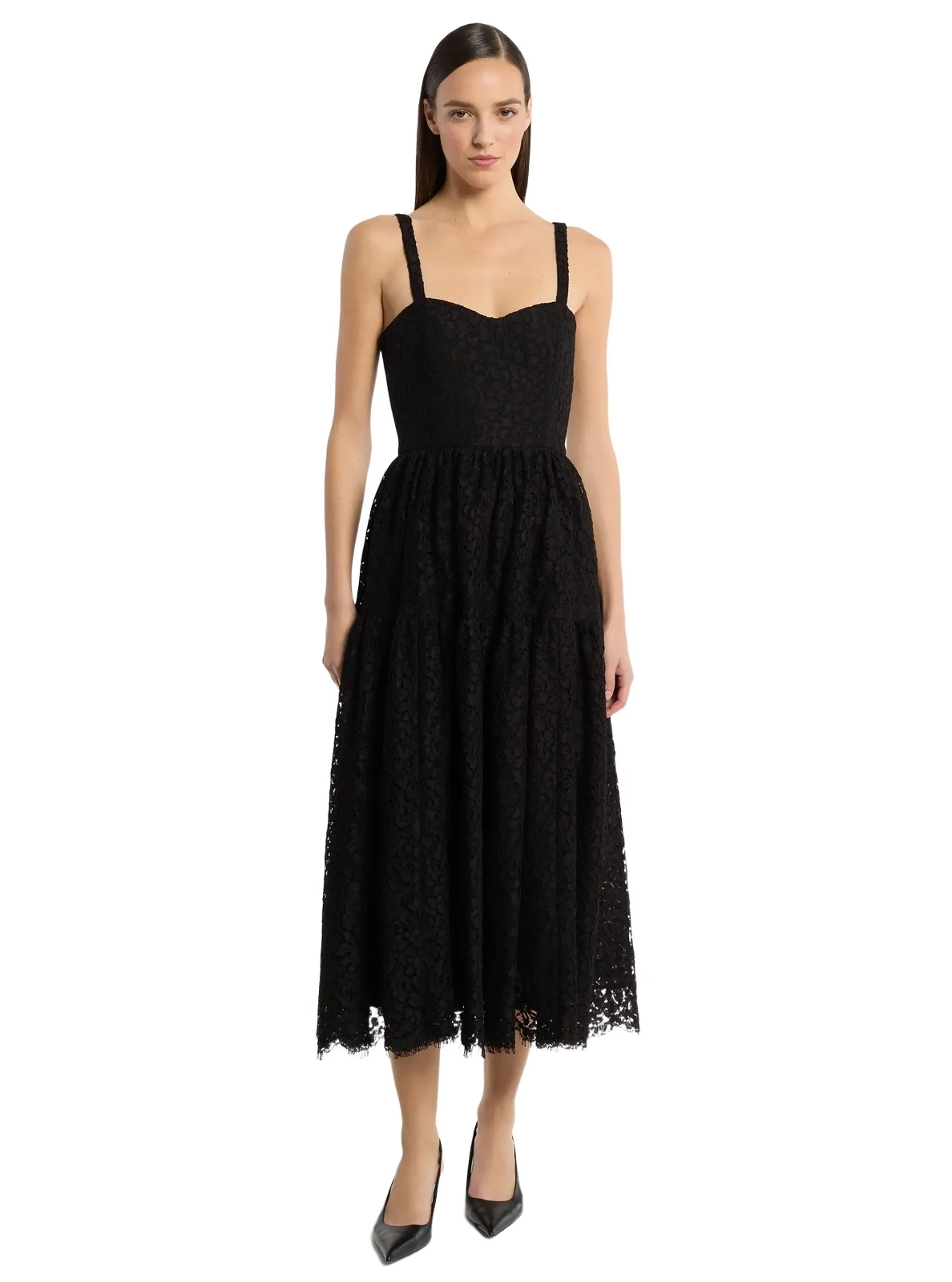 Floral Lace Sweetheart Dress in Black Floral Lace Sweetheart Dress in Black