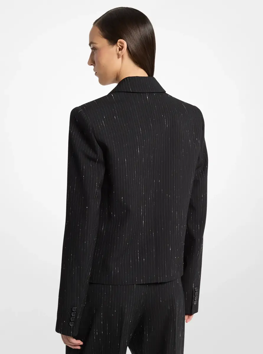 Michael Kors Collection Spencer Pinstriped Sequin Stretch Wool Blazer in Black | Thumbnail 3 Michael Kors Collection Spencer Pinstriped Sequin Stretch Wool Blazer in Black | Thumbnail 3