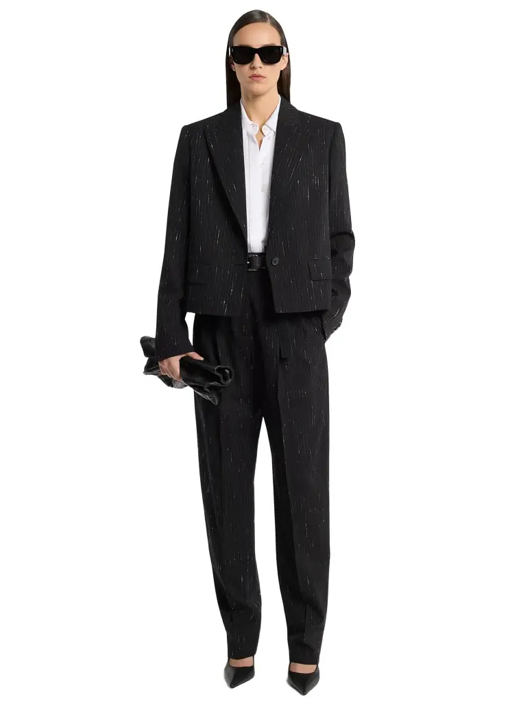 Michael Kors Collection Spencer Pinstriped Sequin Stretch Wool Blazer | Image 1 Michael Kors Collection Spencer Pinstriped Sequin Stretch Wool Blazer | Image 1