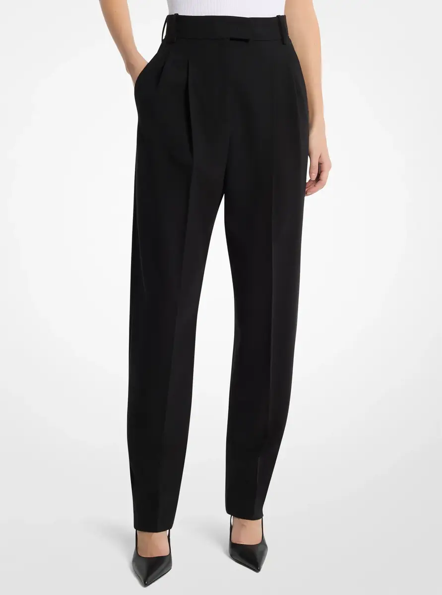 Michael Kors Collection Dru Pleated Stretch Tissue Wool Crepe Trousers in Black | Thumbnail 2 Michael Kors Collection Dru Pleated Stretch Tissue Wool Crepe Trousers in Black | Thumbnail 2