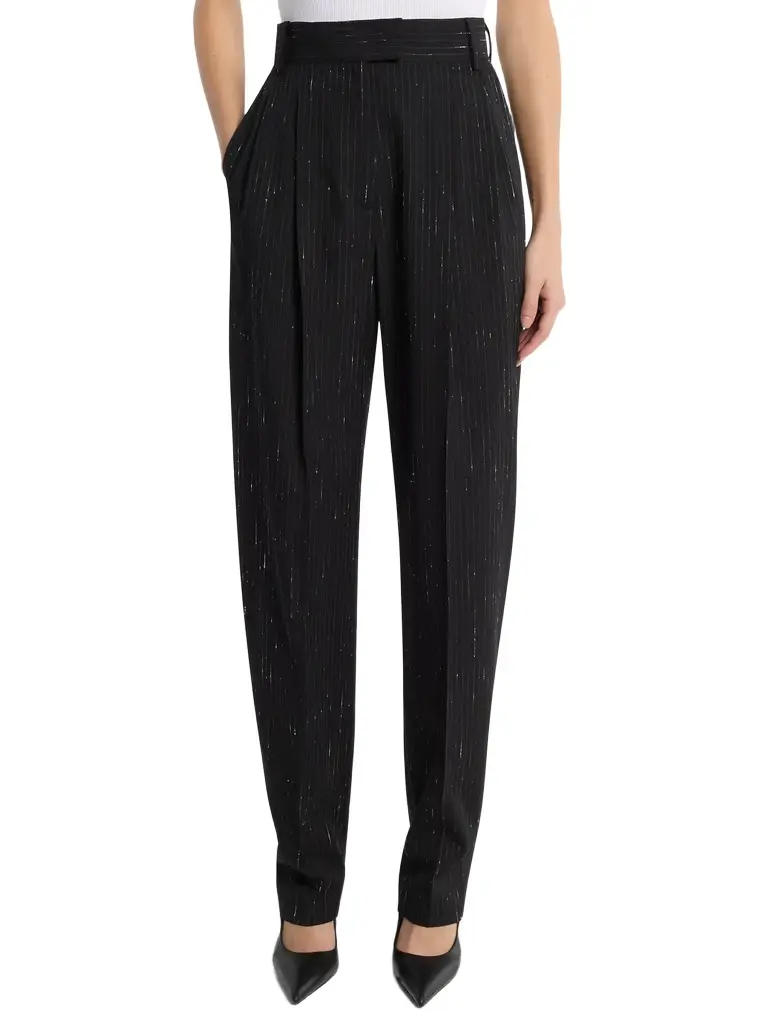 Michael Kors Collection Dru Pleated Pinstriped Sequin Stretch Wool Trousers | Image 1 Michael Kors Collection Dru Pleated Pinstriped Sequin Stretch Wool Trousers | Image 1