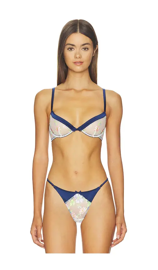 Fleur du Mal Delara Embroidered Demi Bra | Image 1 Fleur du Mal Delara Embroidered Demi Bra | Image 1