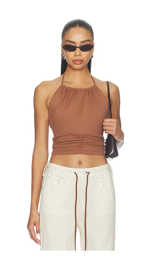 susana monaco Halter Gathered Top Tie Neck | Image 1 susana monaco Halter Gathered Top Tie Neck | Image 1