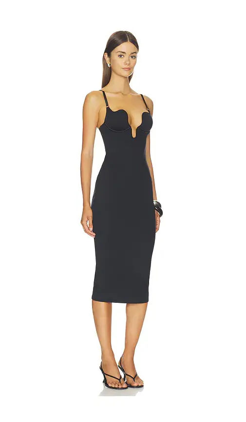 Fleur du Mal Seduce U-Plunge Midi Dress | Thumbnail 2 Fleur du Mal Seduce U-Plunge Midi Dress | Thumbnail 2