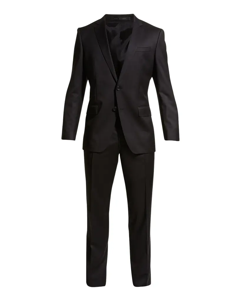 BOSS Men's Stretch-Wool Basic Two-Piece Slim Fit Suit, Black | Image 1 BOSS Men's Stretch-Wool Basic Two-Piece Slim Fit Suit, Black | Image 1
