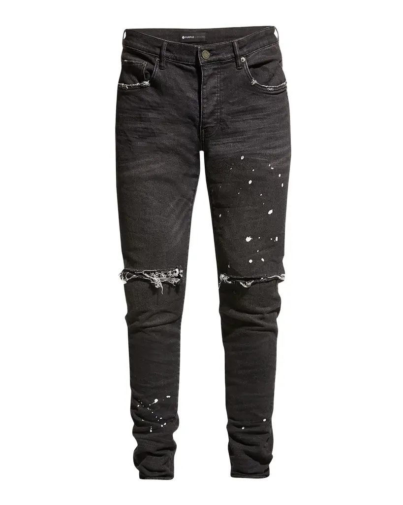 PURPLE Men's Slim-Fit Distressed Low-Rise Skinny Jeans | Image 1 PURPLE Men's Slim-Fit Distressed Low-Rise Skinny Jeans | Image 1