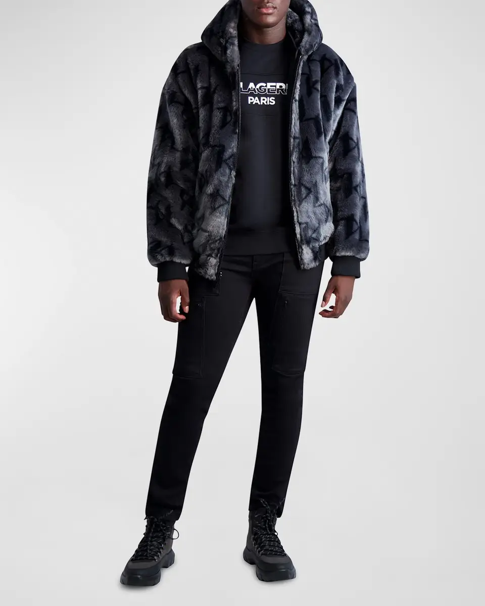 Karl Lagerfeld Paris Men's Reversible Bomber Jacket w/ Faux Fur | Thumbnail 2 Karl Lagerfeld Paris Men's Reversible Bomber Jacket w/ Faux Fur | Thumbnail 2