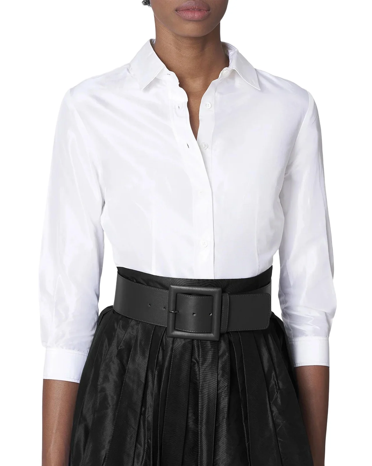 Square-Buckle Wide Leather Belt