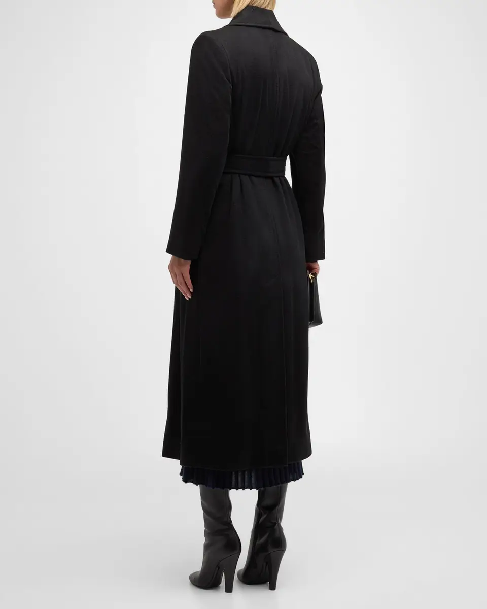 Sofia Cashmere Cashmere Belted Wrap Coat with Pick-Stitched Detail | Thumbnail 4
