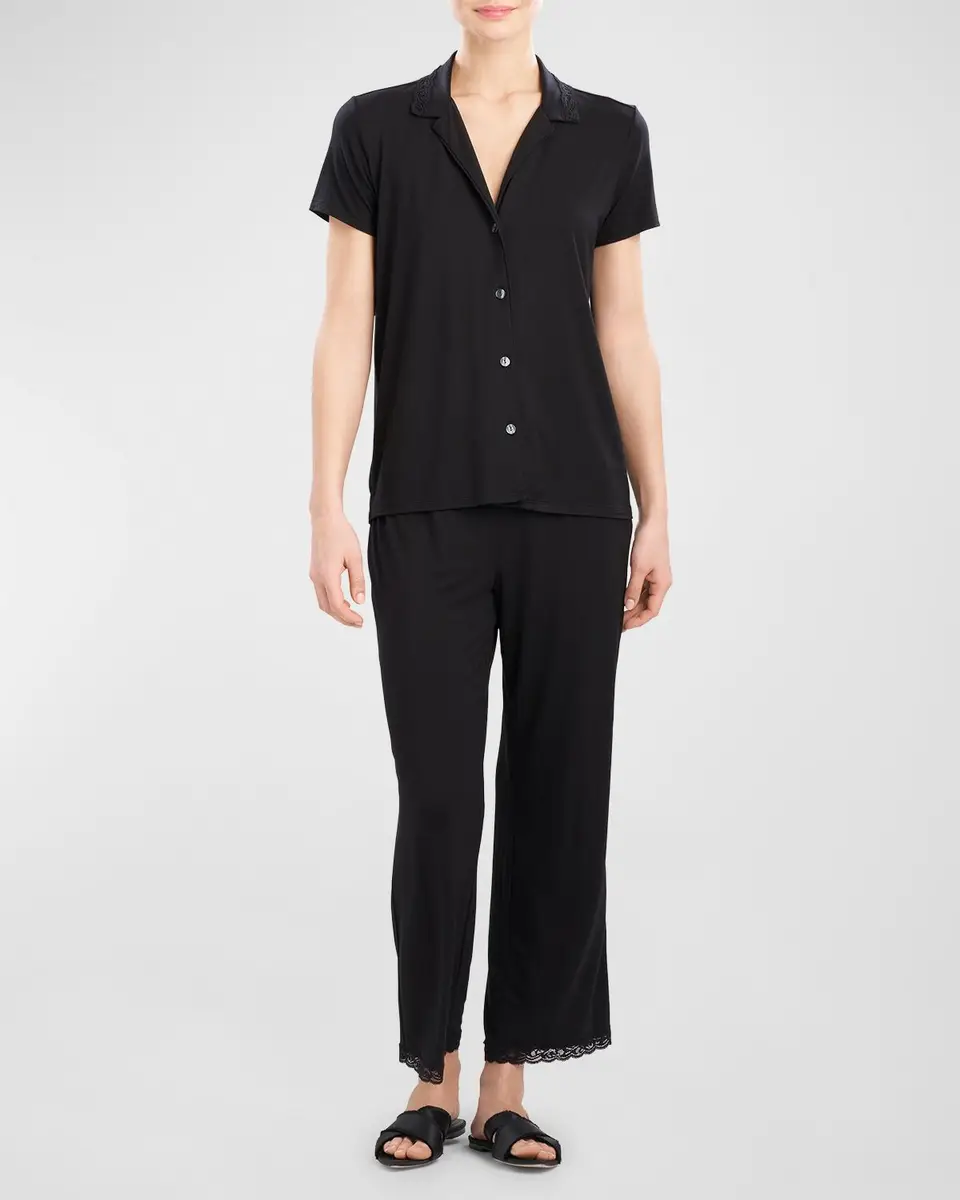 Natori Feathers Essentials Lace-Trim Jersey Pajama Set | Thumbnail 2 Natori Feathers Essentials Lace-Trim Jersey Pajama Set | Thumbnail 2
