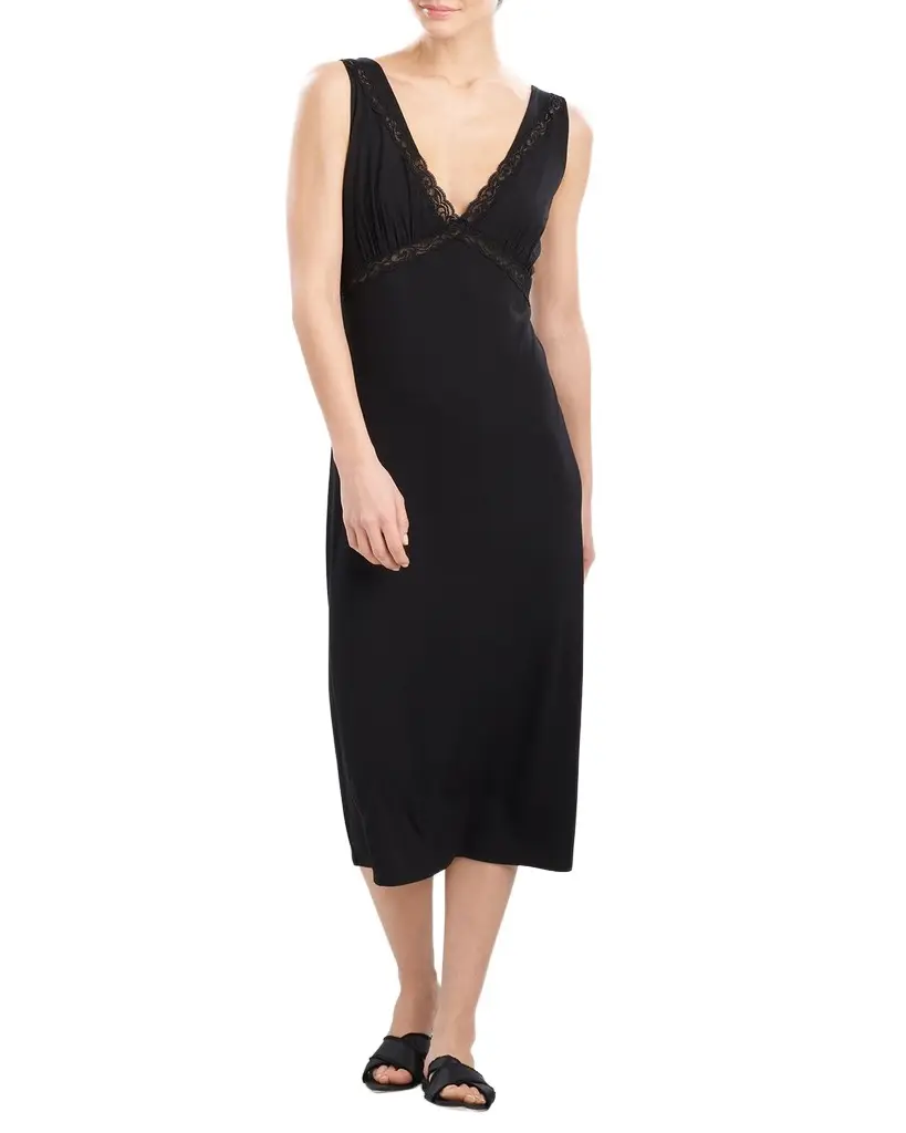 Natori Feathers Essentials Lace-Trim Jersey Nightgown | Image 1 Natori Feathers Essentials Lace-Trim Jersey Nightgown | Image 1