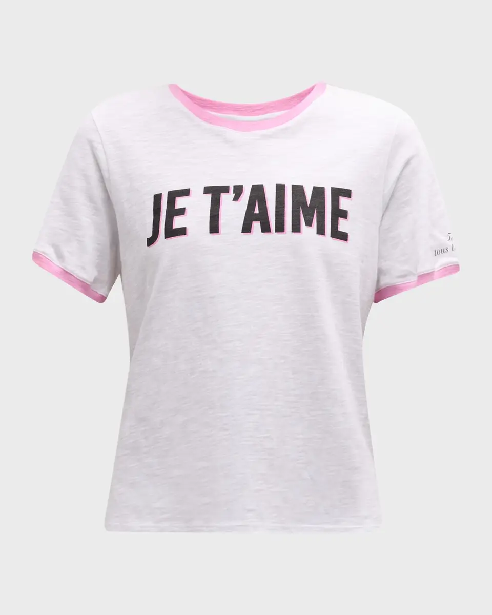 Cinq à Sept Two-Tone Je T 'aime Short-Sleeve Cotton T-Shirt | Thumbnail 2