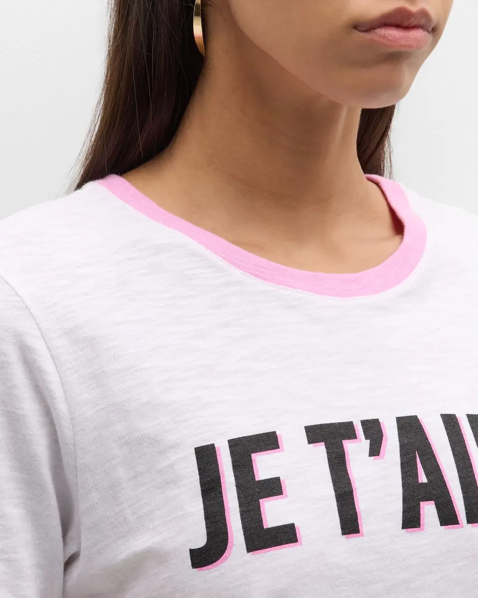 Cinq à Sept Two-Tone Je T 'aime Short-Sleeve Cotton T-Shirt | Thumbnail 5