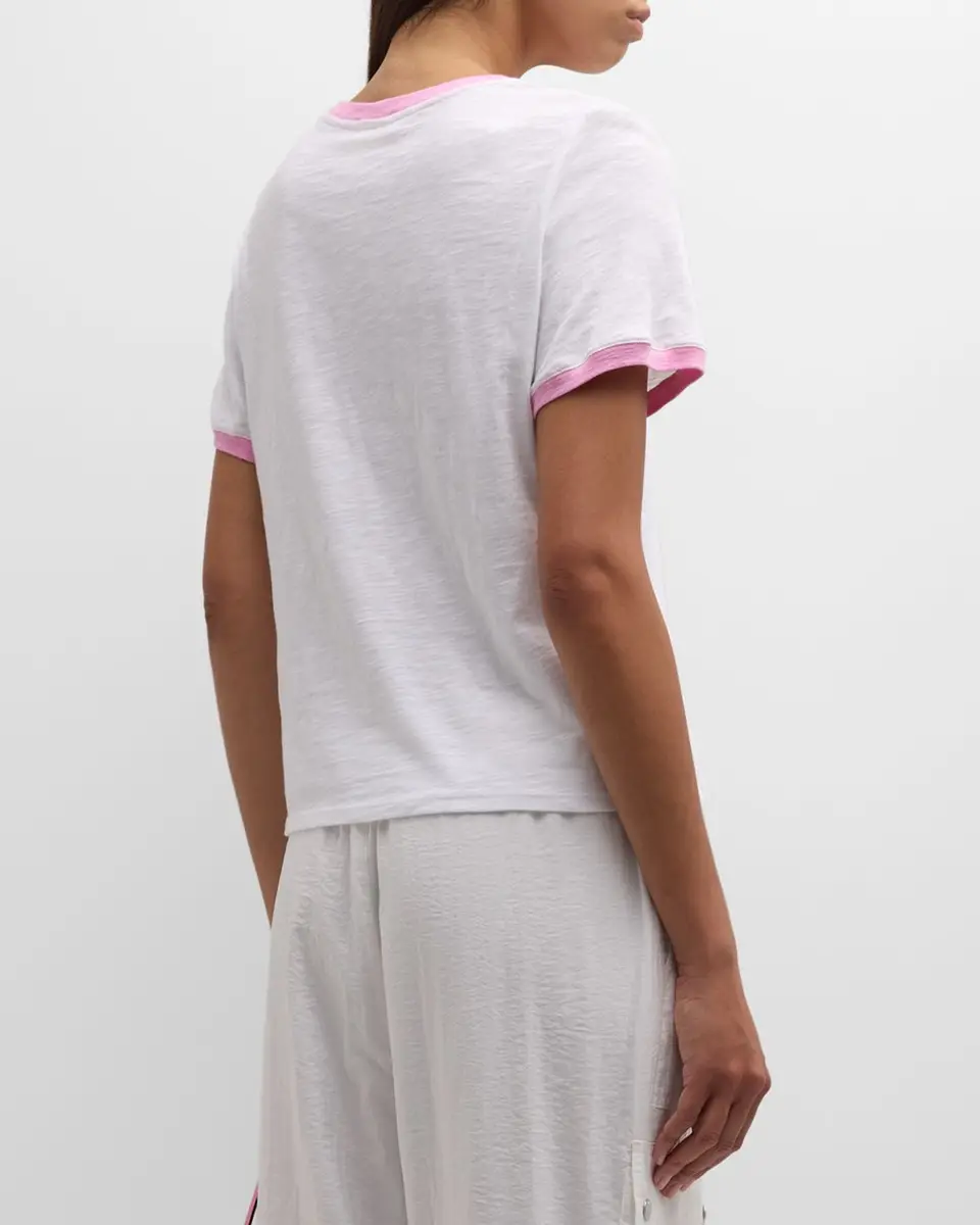 Cinq à Sept Two-Tone Je T 'aime Short-Sleeve Cotton T-Shirt | Thumbnail 6