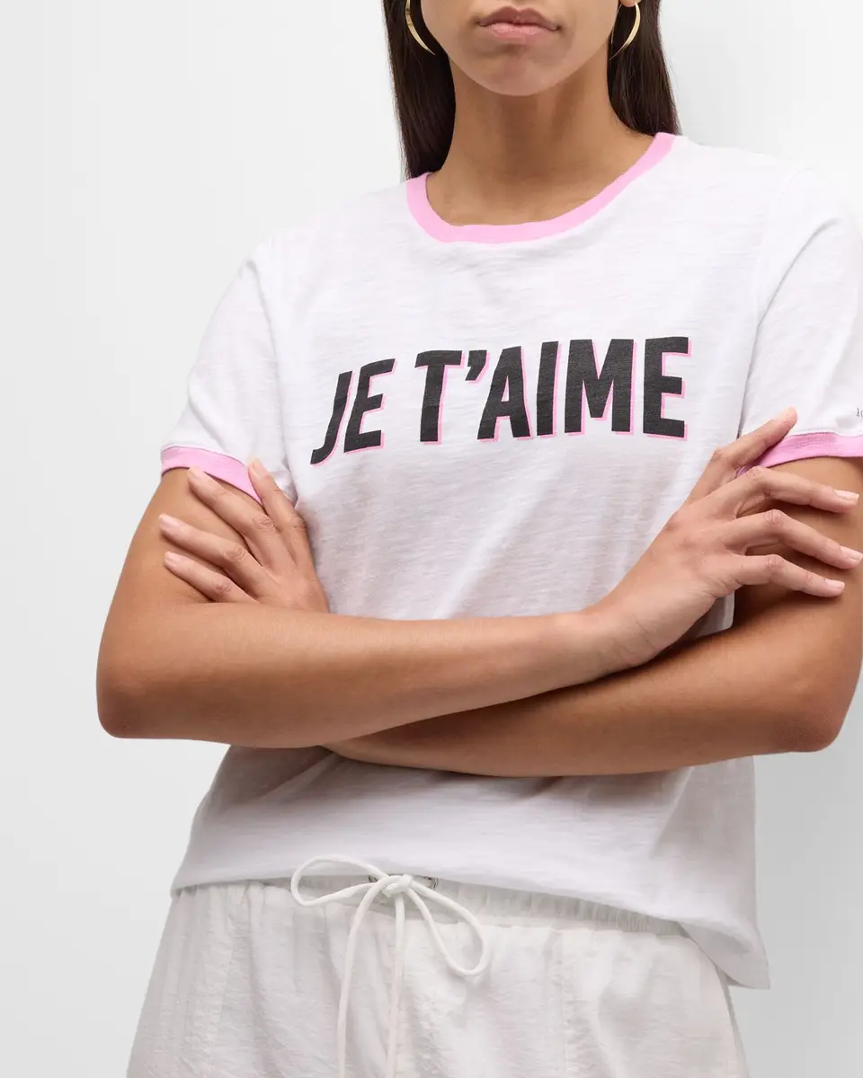 Cinq à Sept Two-Tone Je T 'aime Short-Sleeve Cotton T-Shirt | Thumbnail 7