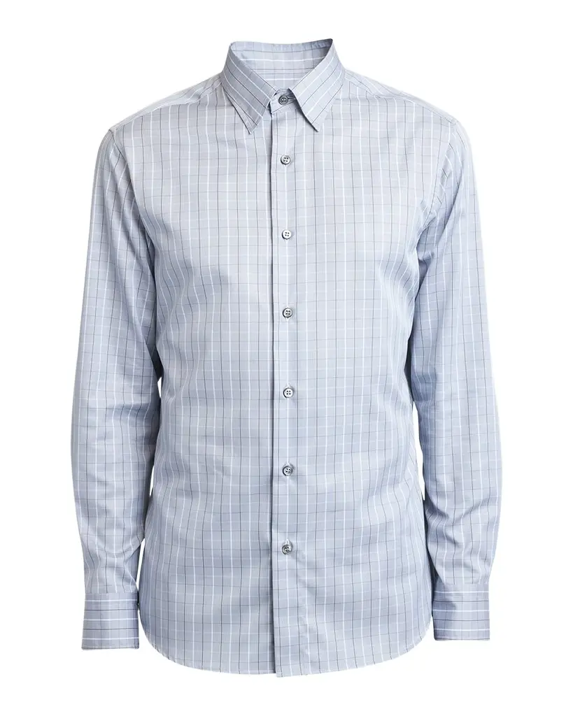 Brioni Men's Cotton Grid Check Sport Shirt | Image 1 Brioni Men's Cotton Grid Check Sport Shirt | Image 1