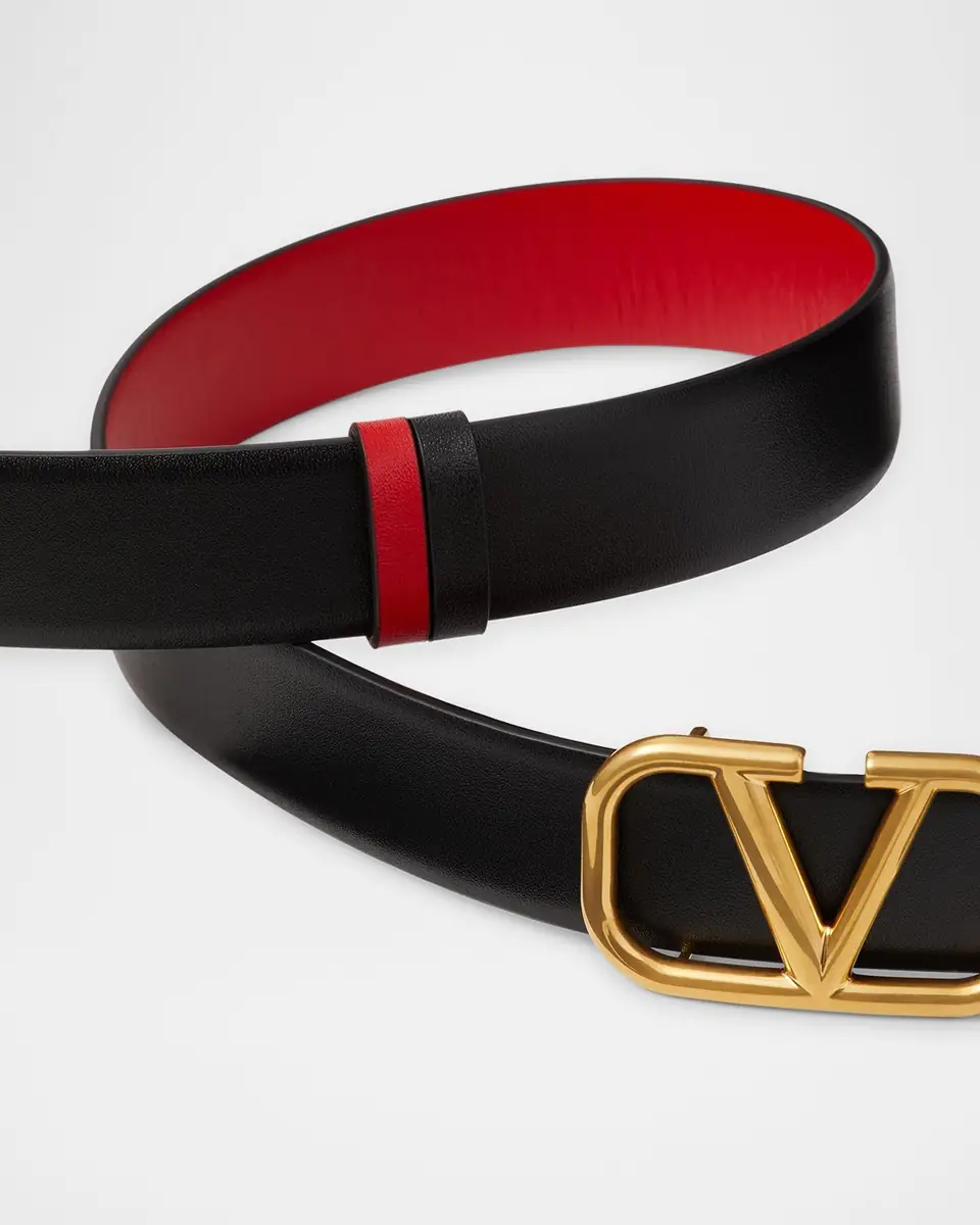 Valentino Garavani VLogo Signature Reversible Leather Belt, 30mm | Thumbnail 2 Valentino Garavani VLogo Signature Reversible Leather Belt, 30mm | Thumbnail 2