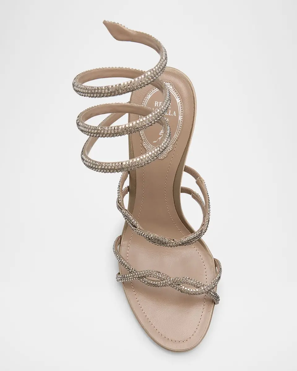 René Caovilla Crystal Satin Braided Snake-Wrap Sandals | Thumbnail 5 René Caovilla Crystal Satin Braided Snake-Wrap Sandals | Thumbnail 5