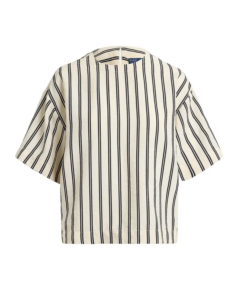 Polo Ralph Lauren Striped Silk-Blend Short-Sleeve Shirt | Image 1 Polo Ralph Lauren Striped Silk-Blend Short-Sleeve Shirt | Image 1