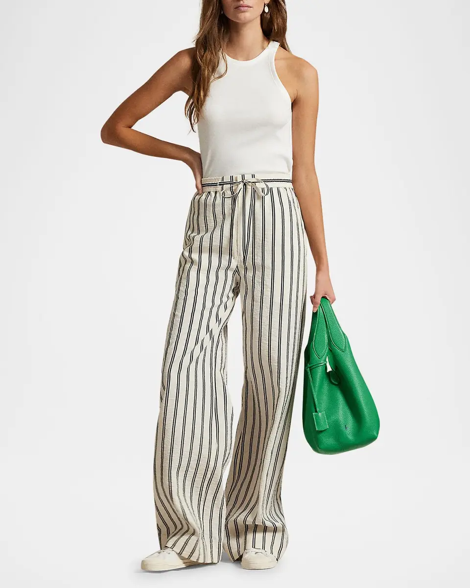 Polo Ralph Lauren Striped Silk-Blend Wide-Leg Pant | Thumbnail 2 Polo Ralph Lauren Striped Silk-Blend Wide-Leg Pant | Thumbnail 2