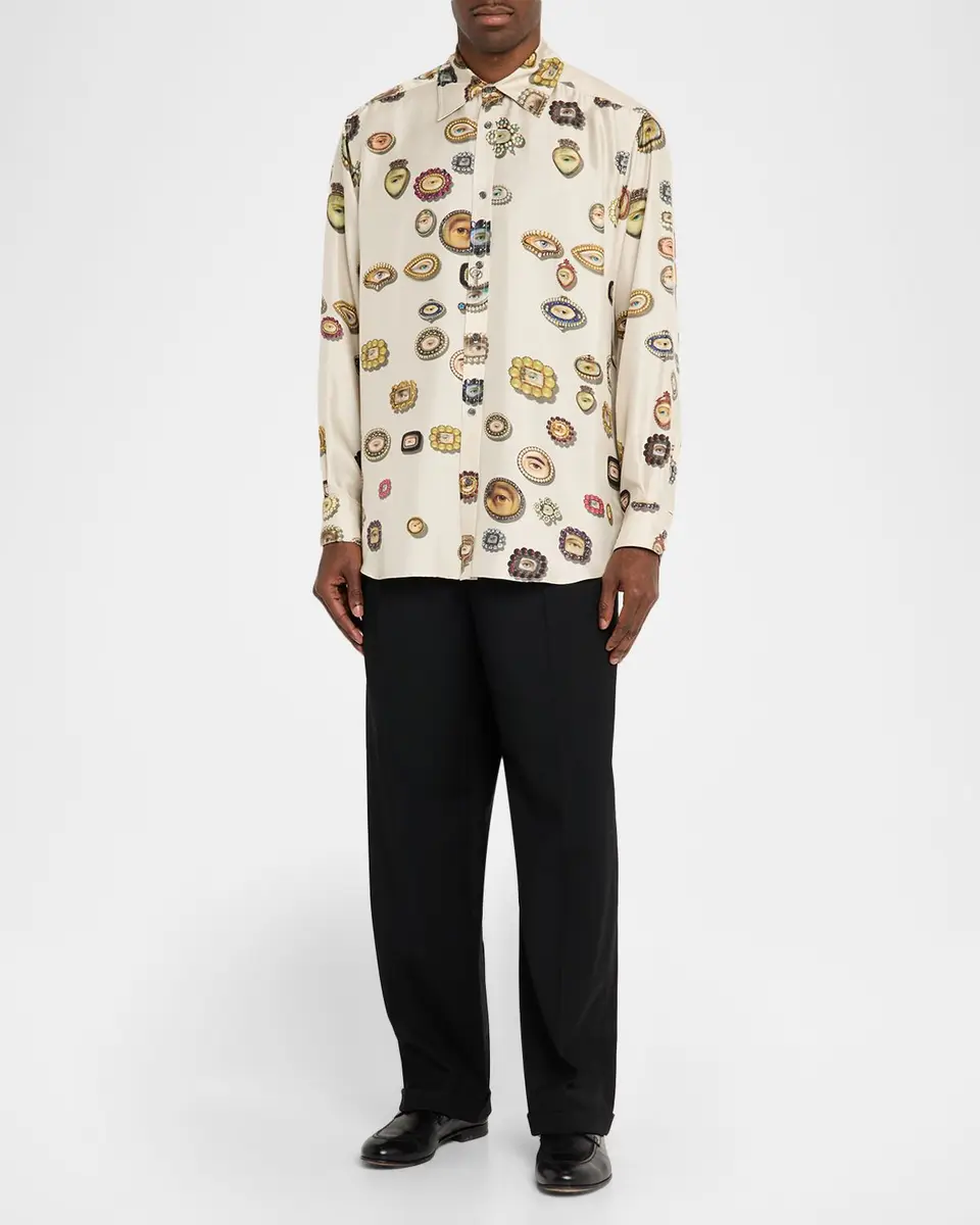 Libertine Men's Lovers Eyes Classic Silk Shirt | Thumbnail 2 Libertine Men's Lovers Eyes Classic Silk Shirt | Thumbnail 2