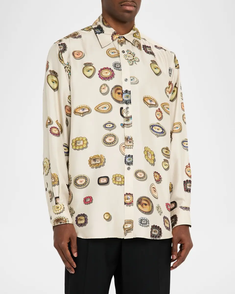 Libertine Men's Lovers Eyes Classic Silk Shirt | Thumbnail 4 Libertine Men's Lovers Eyes Classic Silk Shirt | Thumbnail 4