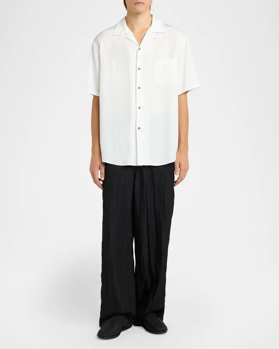 Giorgio Armani Men's Viscose and Nylon Pocket Short-Sleeve Shirt | Thumbnail 2 Giorgio Armani Men's Viscose and Nylon Pocket Short-Sleeve Shirt | Thumbnail 2