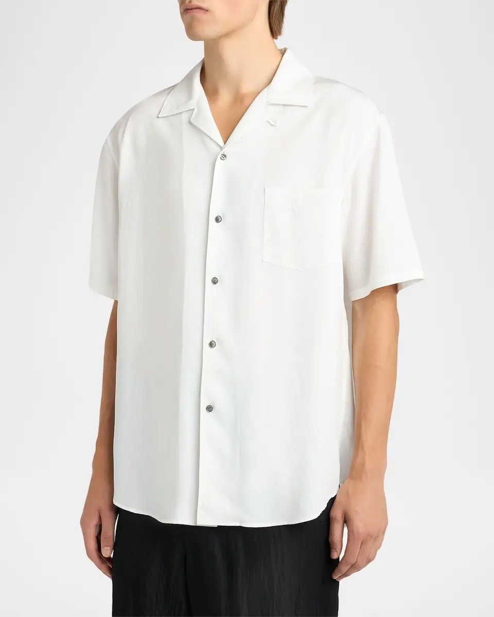 Giorgio Armani Men's Viscose and Nylon Pocket Short-Sleeve Shirt | Thumbnail 4 Giorgio Armani Men's Viscose and Nylon Pocket Short-Sleeve Shirt | Thumbnail 4