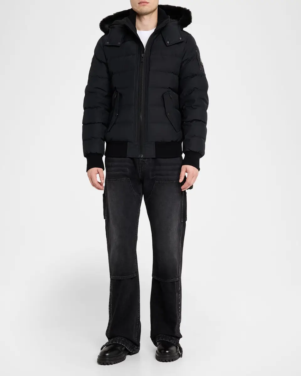 Moose Knuckles Men's Onyx Scotchtown Shearling-Trim Bomber Jacket | Thumbnail 2 Moose Knuckles Men's Onyx Scotchtown Shearling-Trim Bomber Jacket | Thumbnail 2