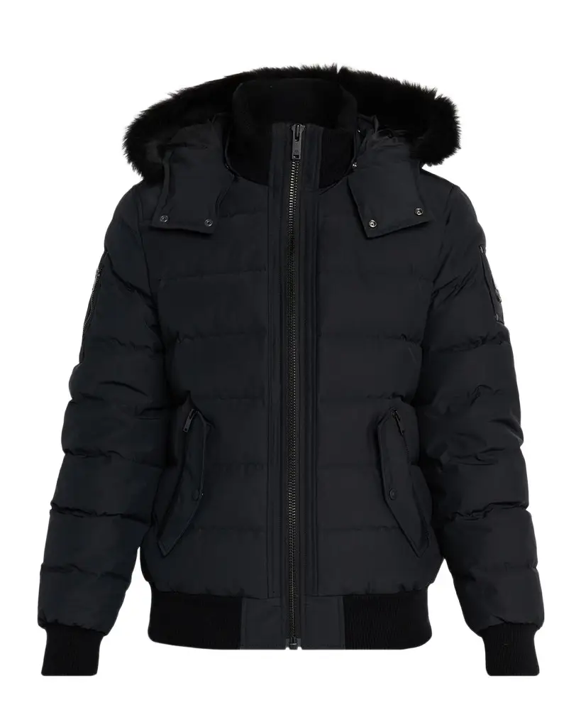 Moose Knuckles Men's Onyx Scotchtown Shearling-Trim Bomber Jacket | Image 1 Moose Knuckles Men's Onyx Scotchtown Shearling-Trim Bomber Jacket | Image 1