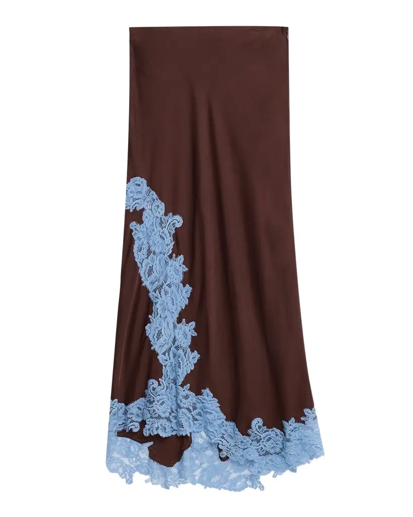 A.L.C. Olivia Crepe and Lace Midi Skirt | Image 1 A.L.C. Olivia Crepe and Lace Midi Skirt | Image 1