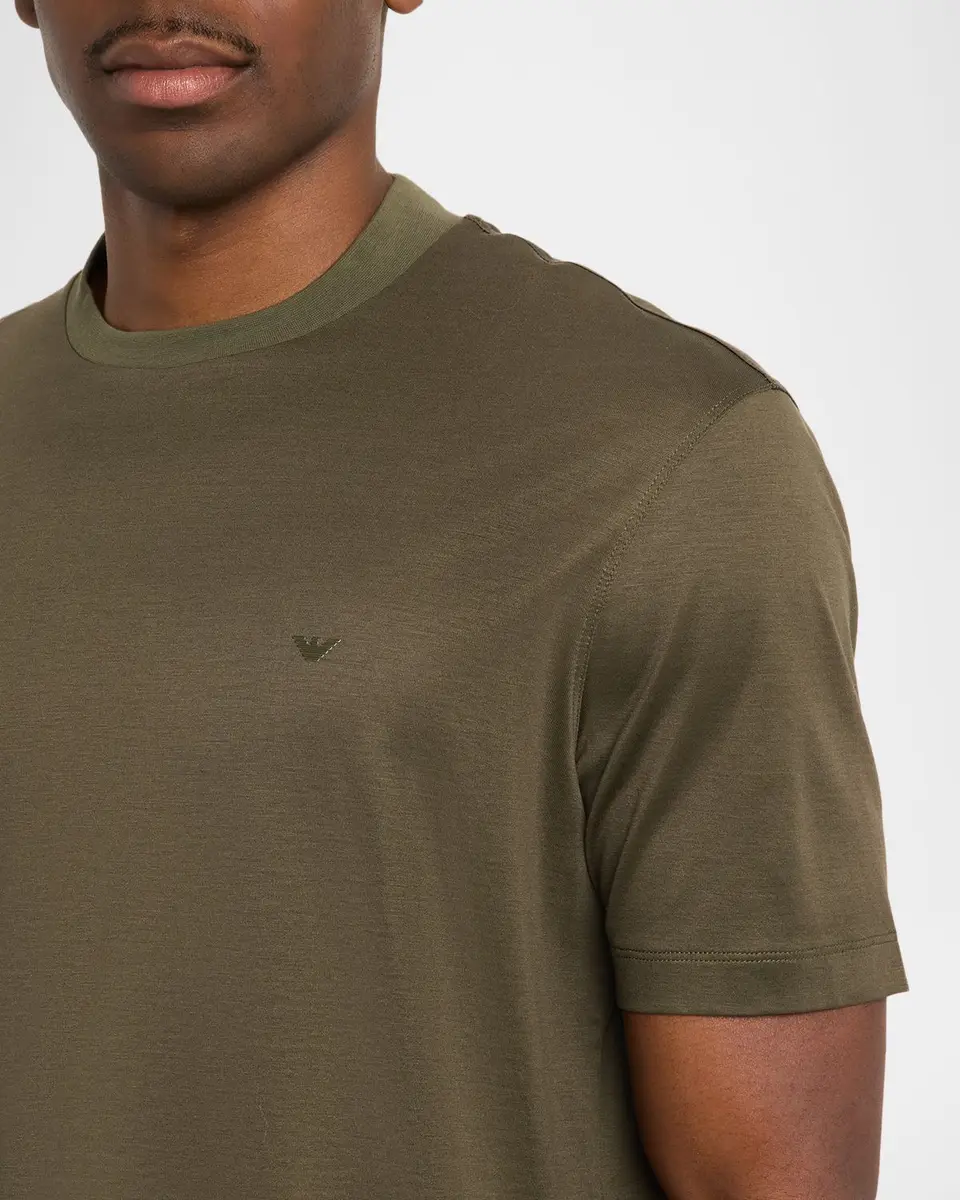 Emporio Armani Men's Lyocell and Cotton Eagle Logo Crewneck T-Shirt | Thumbnail 5 Emporio Armani Men's Lyocell and Cotton Eagle Logo Crewneck T-Shirt | Thumbnail 5
