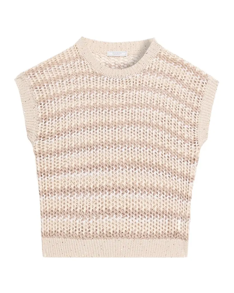 Peserico Tricot Open-Knit Striped Linen Sweater | Image 1 Peserico Tricot Open-Knit Striped Linen Sweater | Image 1