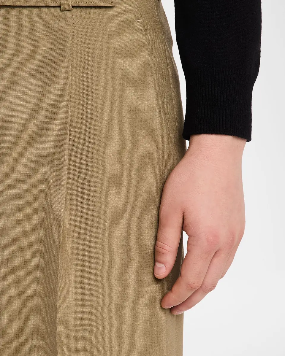 Saint Laurent Men's Wool and Mohair Single-Pleat Belted Pants | Thumbnail 4 Saint Laurent Men's Wool and Mohair Single-Pleat Belted Pants | Thumbnail 4