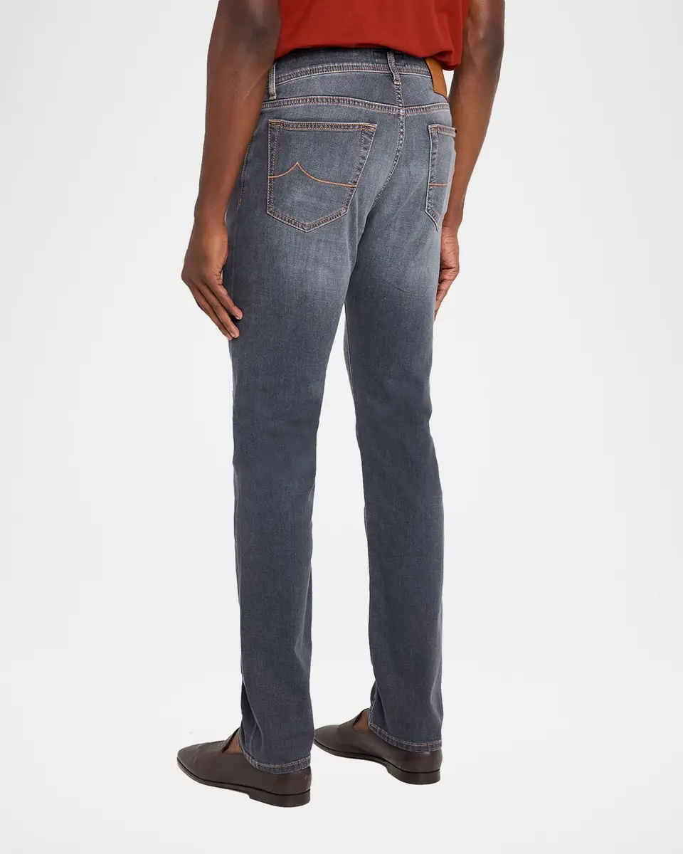 Jacob Cohen Men's Slim Straight-Leg Washed Black Denim Jeans | Thumbnail 3 Jacob Cohen Men's Slim Straight-Leg Washed Black Denim Jeans | Thumbnail 3